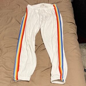 White Rainbow Stripe Pants